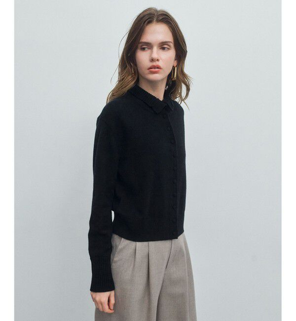 BEIGE,「POMPE / ウールカシミヤ ハイネックカーディガン」|ニット・セーター|Navy