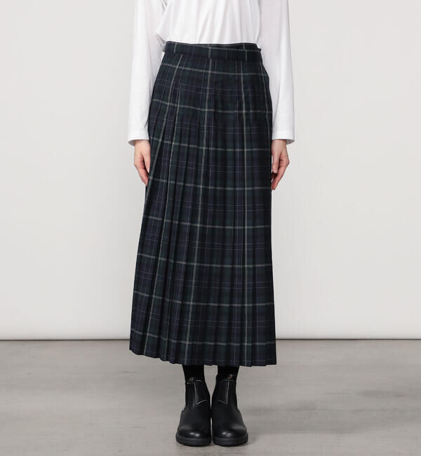 LE GLAZIK「LE GLAZIK | T/Wツイルチェック プリーツスカート WOMEN」|スカート|