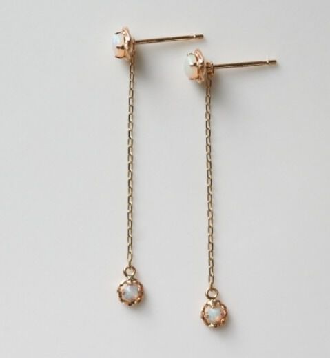  「オパール チェーン ピアス | K10YG」|ピアス|K10 イエローゴールド