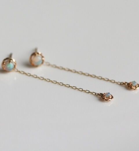  「オパール チェーン ピアス | K10YG」|ピアス|