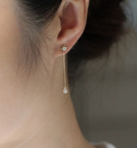  「オパール チェーン ピアス | K10YG」|ピアス|