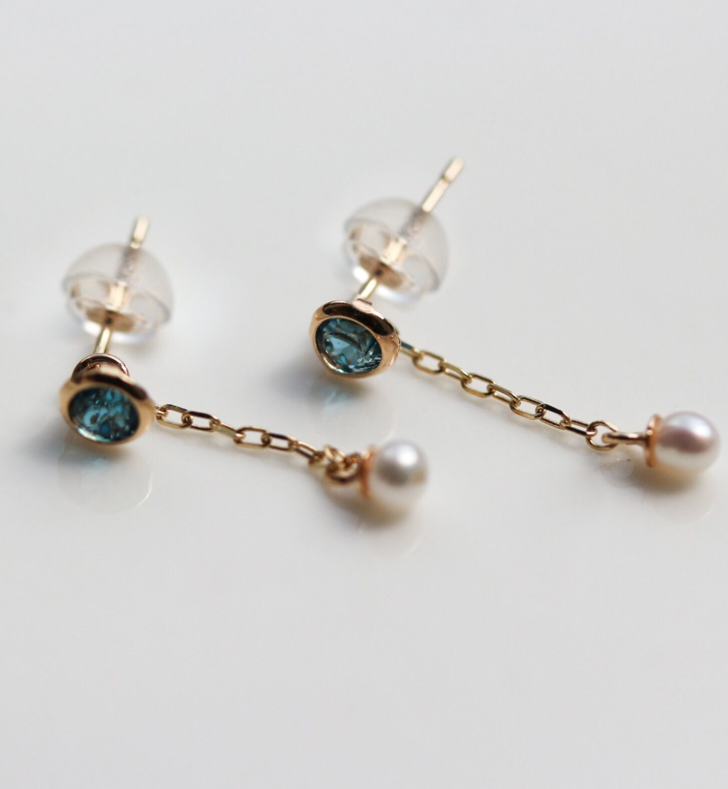  「ロンドンブルートパーズ / パール ピアス | K10YG」|ピアス|