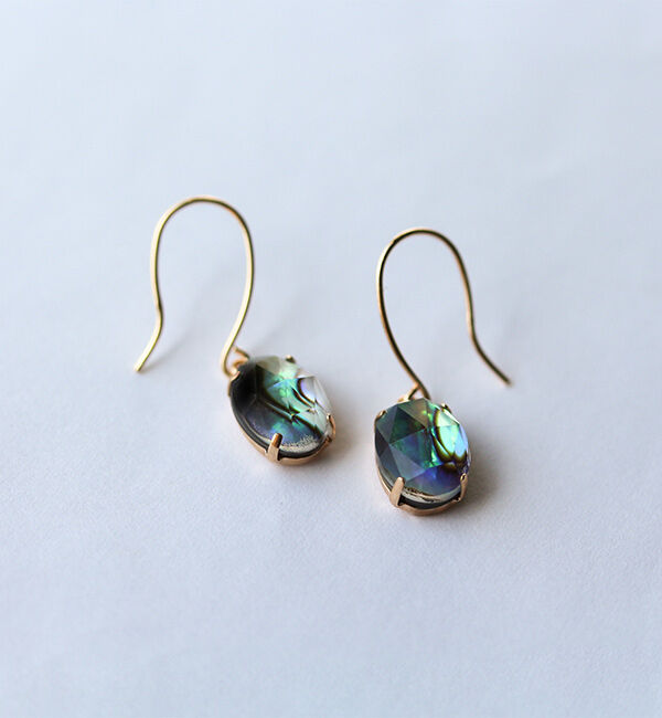  「クリスタル /  黒蝶貝 ピアス | K10YG」|ピアス|