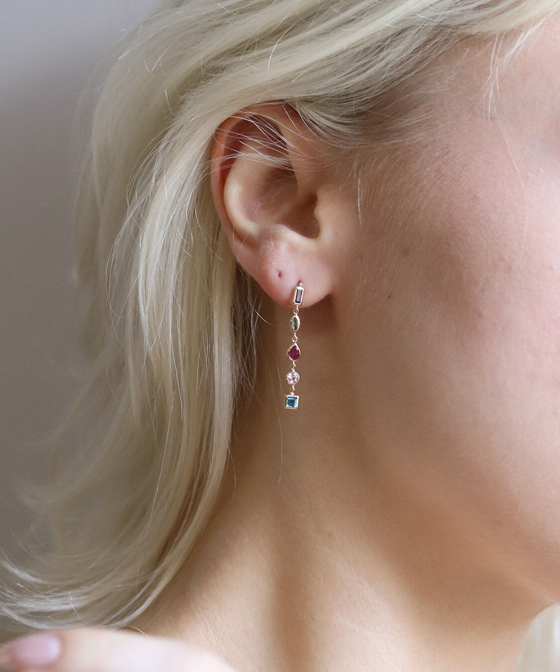  「マルチカラー ストーン ピアス | K10YG」|ピアス|