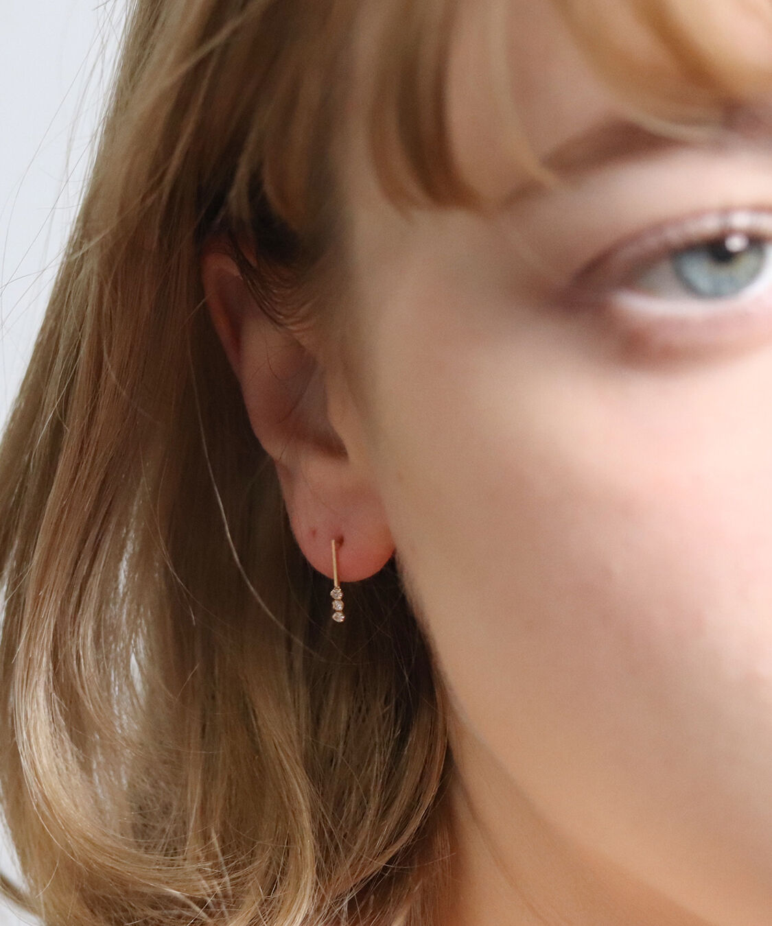  「ダイヤモンド ライン ピアス | K10YG」|ピアス|