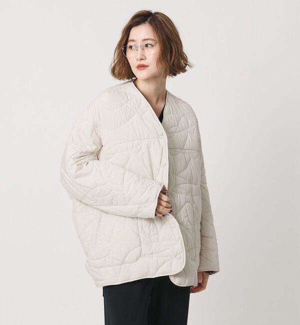 conte「【別注】＜manipuri for conte＞キルティングジャケット」|ノーカラーコート|OFF WHITE