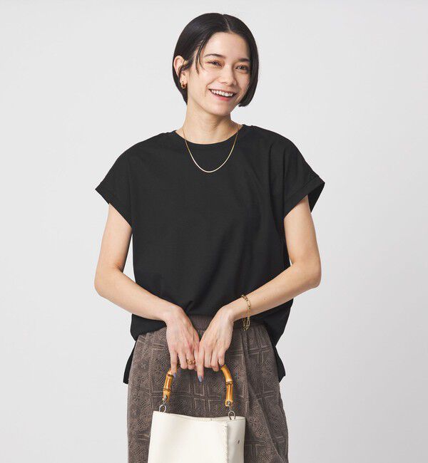 UNITED ARROWS green label relaxing「グロッシー フレンチスリーブ Tシャツ 制菌」|Tシャツ・カットソー|