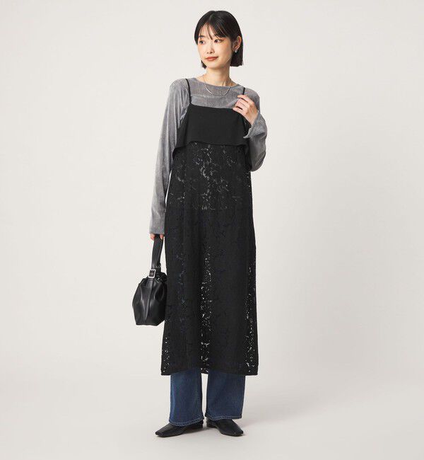 UNITED ARROWS green label relaxing「レース レイヤード キャミソール ワンピース」|ワンピース|BLACK