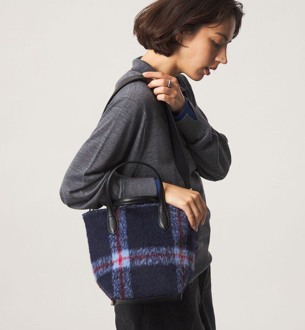 UNITED ARROWS green label relaxing「2WAY クロスチェックトートバッグ」|ショルダー・メッセンジャー|NAVY