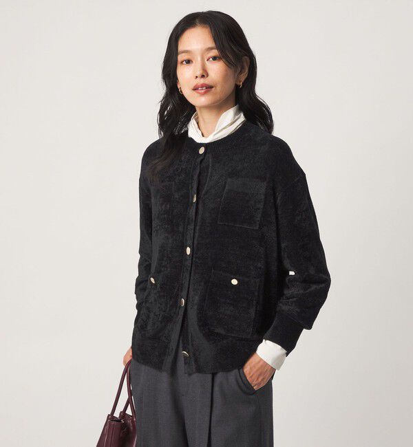 UNITED ARROWS green label relaxing「モール ポケット ノーカラー ニット カーディガン」|カーディガン|