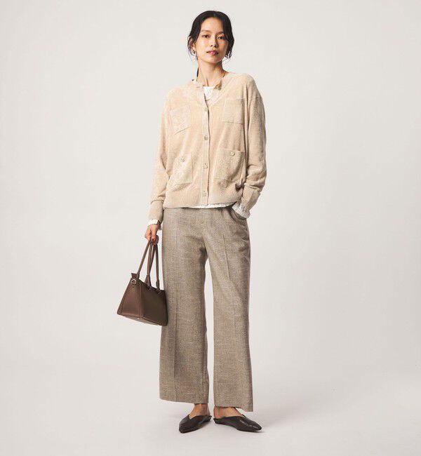 UNITED ARROWS green label relaxing「モール ポケット ノーカラー ニット カーディガン」|カーディガン|