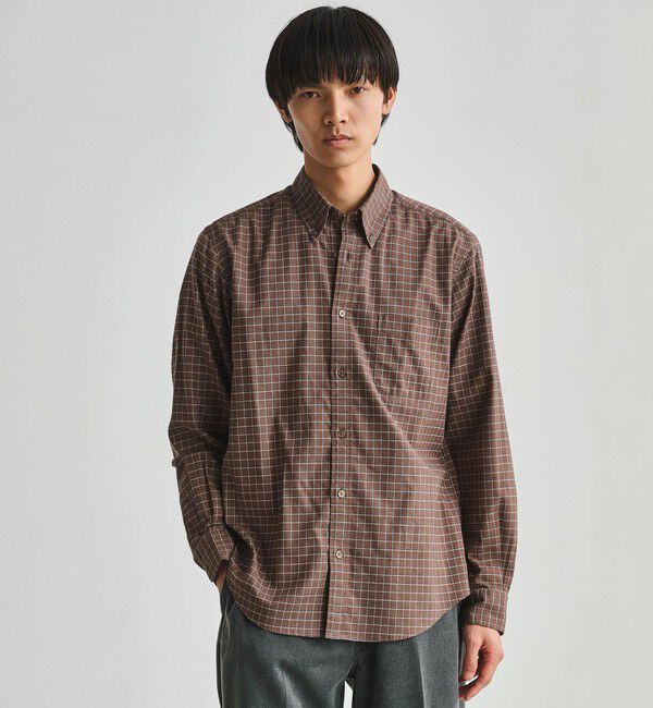 UNITED ARROWS green label relaxing「ナチュラルフィット ビエラチェック ボタンダウン 長袖 シャツ」|シャツ・ブラウス|DK.BROWN