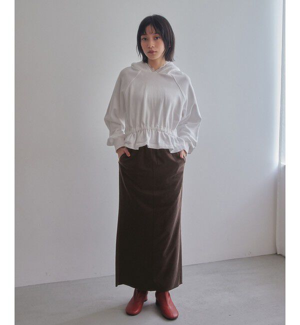 EMMEL REFINES「＜EMMEL REFINES＞EM サテンジャージ ナロースカート」|スカート|