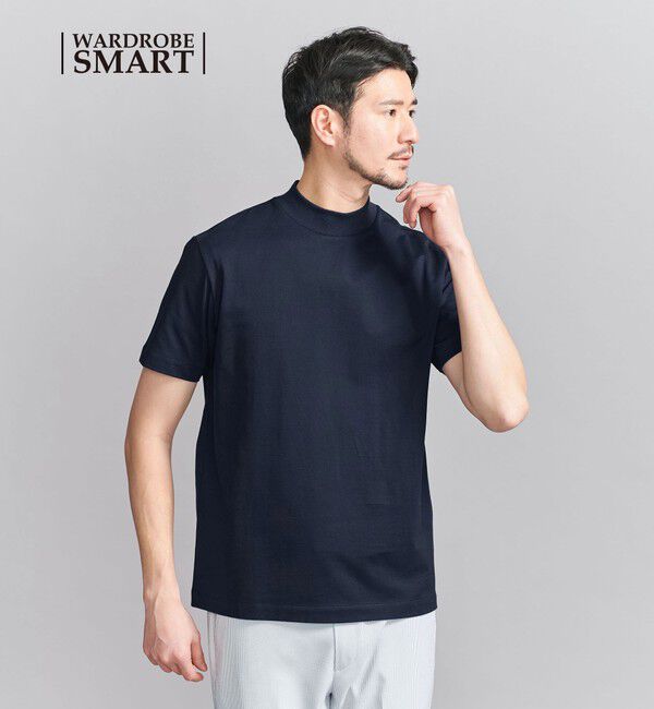 BEAUTY&YOUTH UNITED ARROWS「【WEB限定 WARDROBE SMART】クリア  ガスコットン モックネック カットソー【抗菌・防臭】」|Tシャツ・カットソー|NAVY