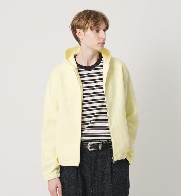 BEAUTY&YOUTH UNITED ARROWS「パフ ニット ジップアップ フード ジャケット ウォッシャブル」|カーディガン|LIME