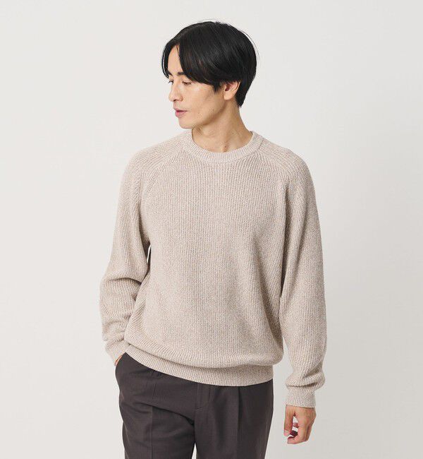 BEAUTY&YOUTH UNITED ARROWS「ユナイテッド コットン アゼ クルーネック ニット ウォッシャブル」|ニット・セーター|BEIGE