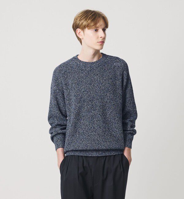 BEAUTY&YOUTH UNITED ARROWS「ユナイテッド コットン アゼ クルーネック ニット ウォッシャブル」|ニット・セーター|COBALT