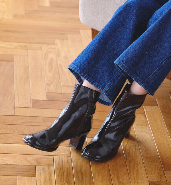 BEAUTY&YOUTH UNITED ARROWS「レザーライク オブリーク ショートブーツ」|ロングブーツ|