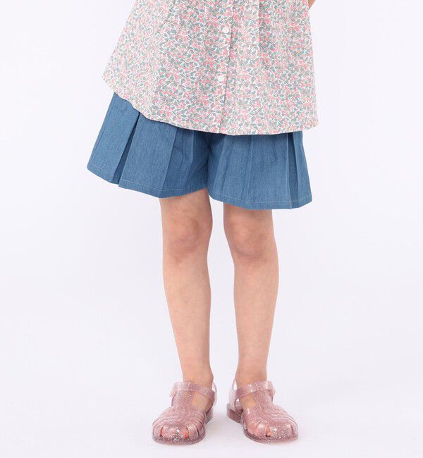 SHIPS KIDS「SHIPS KIDS:100～130cm / デニム プリーツ キュロット」|キュロット|