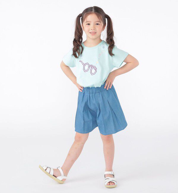 SHIPS KIDS「SHIPS KIDS:100～130cm / デニム プリーツ キュロット」|キュロット|