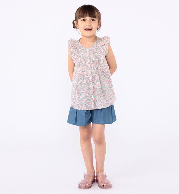 SHIPS KIDS「SHIPS KIDS:100～130cm / デニム プリーツ キュロット」|キュロット|