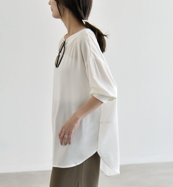 quaranciel「quaranciel:〈手洗い可能〉ジョーゼット リブ オーバーサイズ ブラウス」|シャツ・ブラウス|
