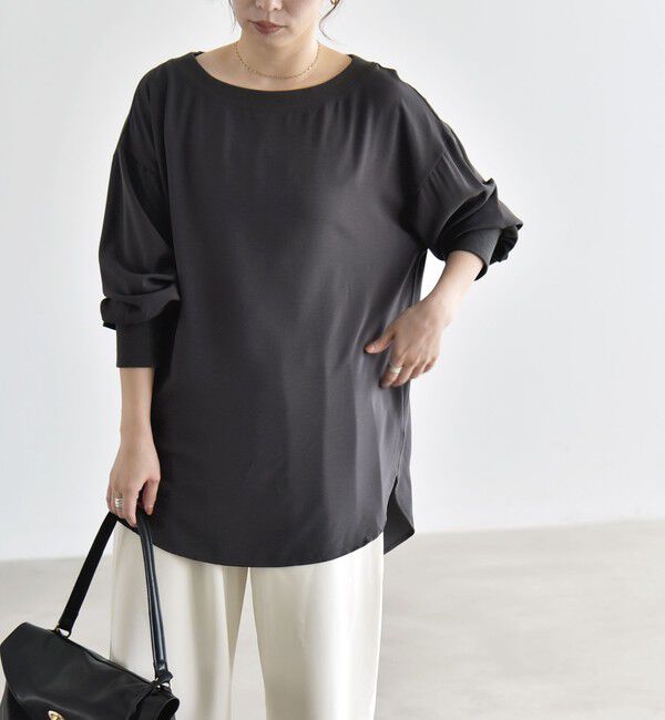 quaranciel「quaranciel:〈手洗い可能〉ジョーゼット リブ オーバーサイズ ブラウス」|シャツ・ブラウス|