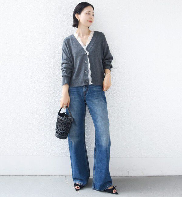 SHIPS for women「〈手洗い可能〉レース コンビ ニット カーディガン」|カーディガン|