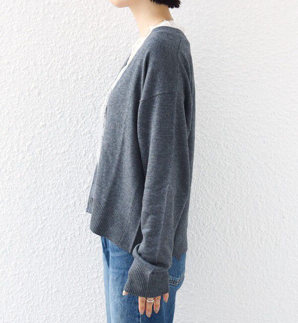 SHIPS for women「〈手洗い可能〉レース コンビ ニット カーディガン」|カーディガン|