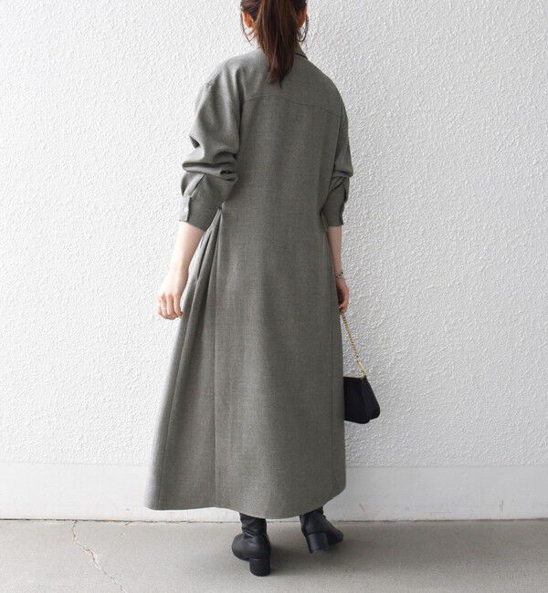 SHIPS any「《予約》〈洗濯機可能〉ウールライク ポケット フレア ロング ワンピース［NAVY BLUE］」|ワンピース|