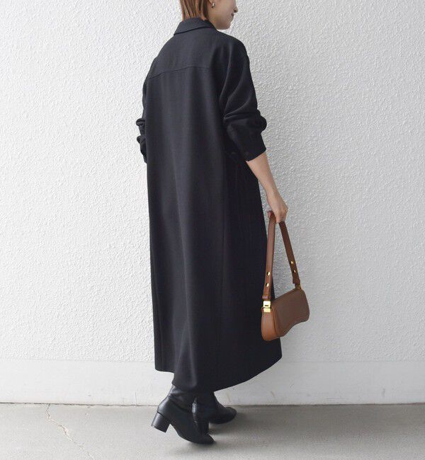 SHIPS any「《予約》〈洗濯機可能〉ウールライク ポケット フレア ロング ワンピース［NAVY BLUE］」|ワンピース|