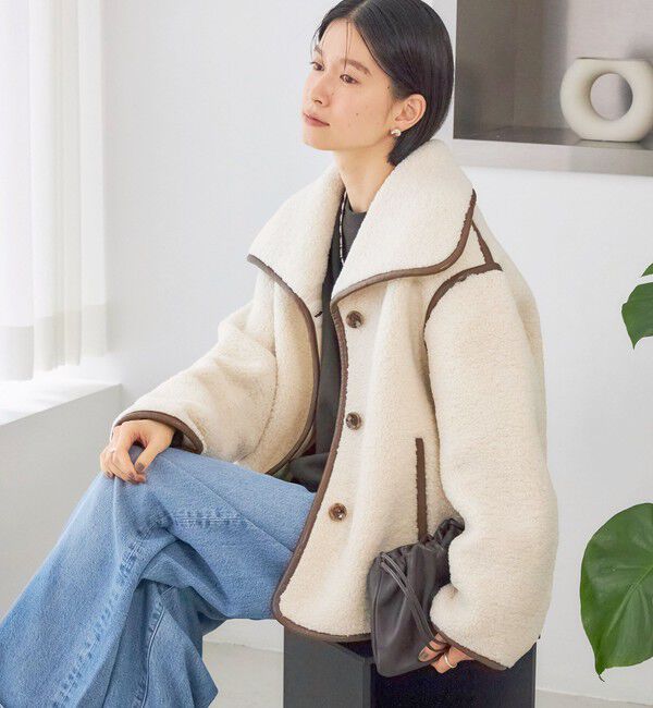 SHIPS for women「《予約》〈手洗い可能〉ボア フリース ビッグカラー ジャケット」|その他|