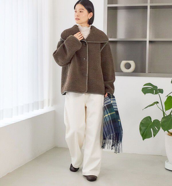 SHIPS for women「《予約》〈手洗い可能〉ボア フリース ビッグカラー ジャケット」|その他|