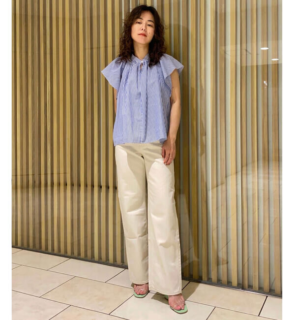 MACPHEE「コットンホワイトデニム セミワイドパンツ」|デニム|