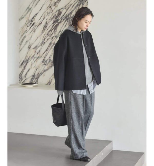 JOURNAL STANDARD「《追加》スーパー140ビーバーノーカラーショートコート」|ノーカラーコート|