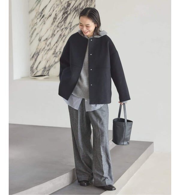 JOURNAL STANDARD「《追加》スーパー140ビーバーノーカラーショートコート」|ノーカラーコート|