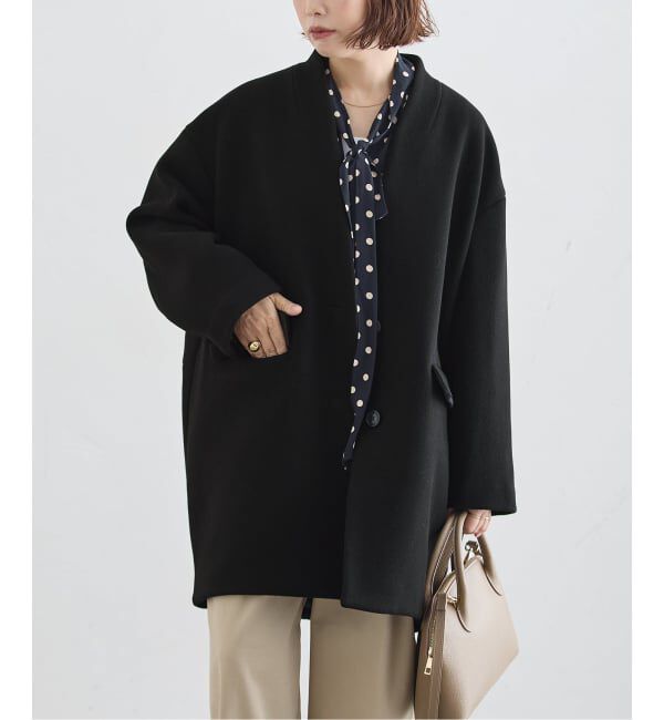 journal standard L'essage「《一部WEB限定カラー》SUPER140S/GIOLICA コクーンコート」|ノーカラーコート|ブラック