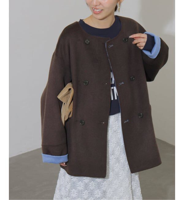 JOURNAL STANDARD relume「リバーシブルノーカラーショートコート」|ノーカラーコート|ブラウン
