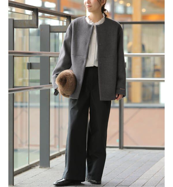 JOURNAL STANDARD relume「《追加予約 / 新色》スーパーファインビーバークルーネックコート」|ノーカラーコート|