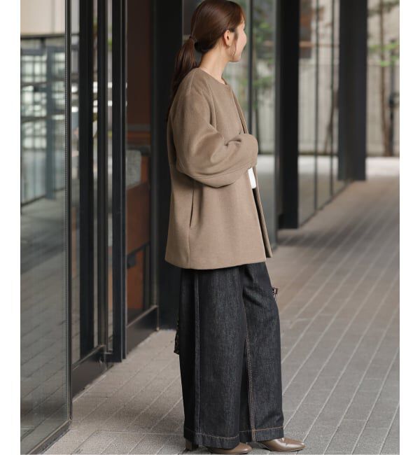 JOURNAL STANDARD relume「《追加予約 / 新色》スーパーファインビーバークルーネックコート」|ノーカラーコート|