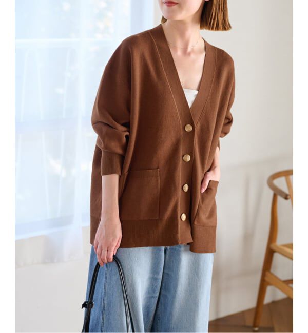 JOURNAL STANDARD relume「《WEB限定追加2》コットンカシミヤミックスダブルニットVネックカーディガン」|カーディガン|ブラウン