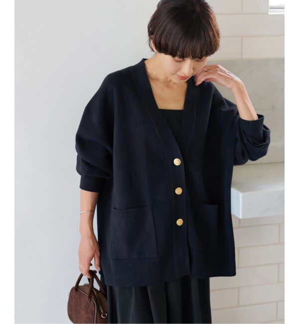 JOURNAL STANDARD relume「《WEB限定追加2》コットンカシミヤミックスダブルニットVネックカーディガン」|カーディガン|ネイビー