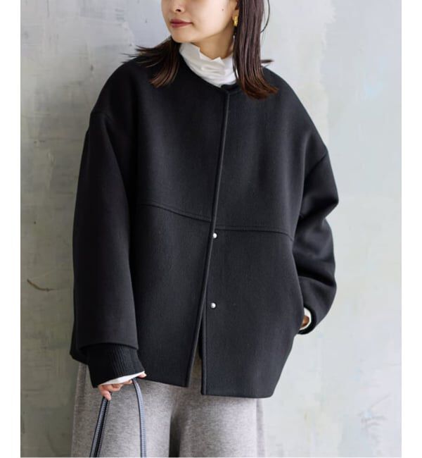 JOURNAL STANDARD「《追加2》スーパー140ビーバーノーカラーショートコート」|ノーカラーコート|