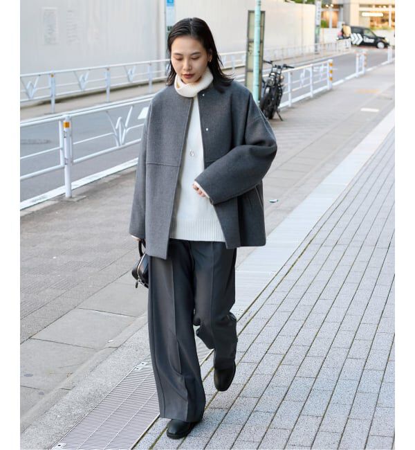 JOURNAL STANDARD「《追加2》スーパー140ビーバーノーカラーショートコート」|ノーカラーコート|