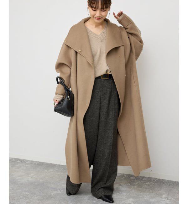 Spick and Span「《WEB限定 / 追加》ビーバーニュアンスカラーオーバーコート」|ノーカラーコート|