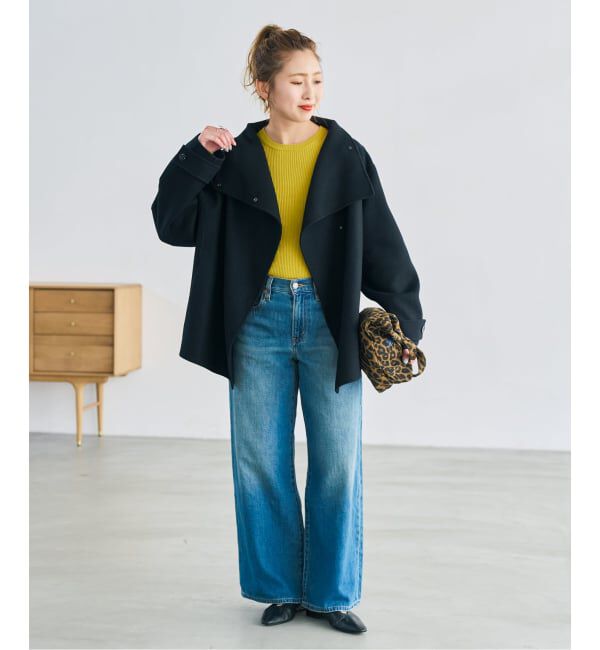 Spick and Span「ビーバーニュアンスカラーショートコート」|ノーカラーコート|