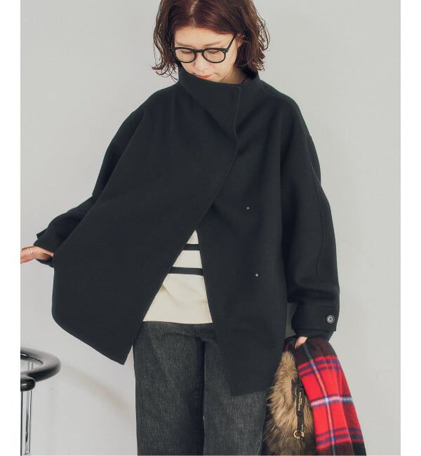 Spick and Span「ビーバーニュアンスカラーショートコート」|ノーカラーコート|