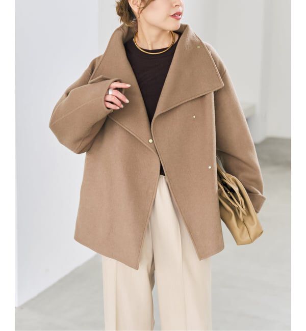 Spick and Span「ビーバーニュアンスカラーショートコート」|ノーカラーコート|