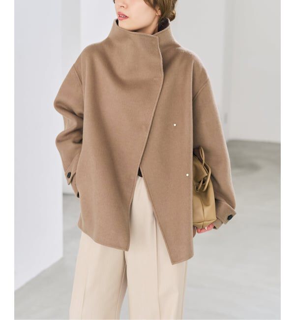 Spick and Span「ビーバーニュアンスカラーショートコート」|ノーカラーコート|