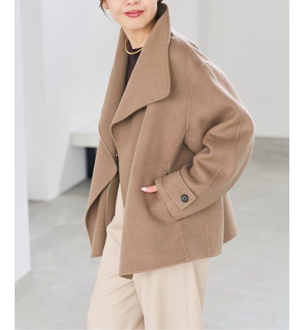 Spick and Span「ビーバーニュアンスカラーショートコート」|ノーカラーコート|